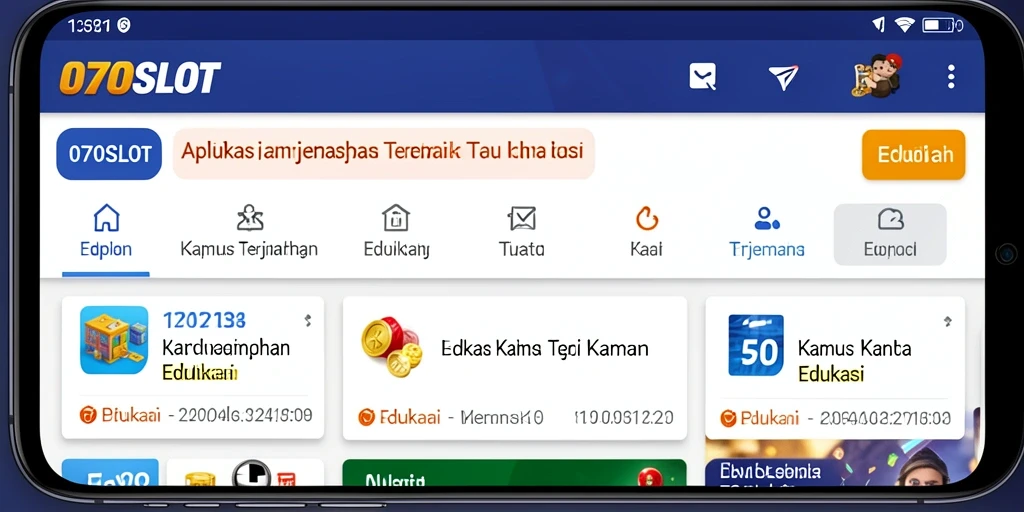 Tampilan antarmuka aplikasi Kamus Terjemahan 070SLOT yang menarik.