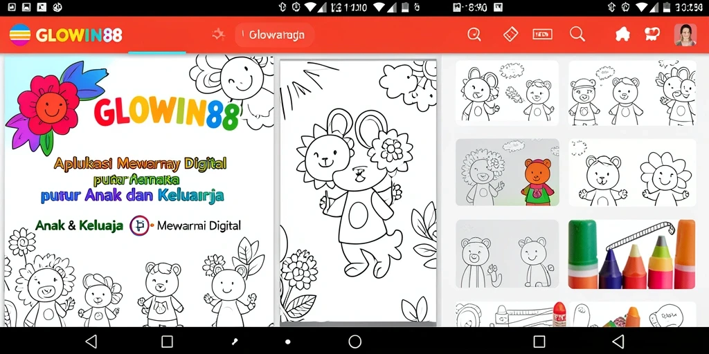 Antarmuka GLOWIN88 yang menarik dan mudah digunakan untuk mewarnai.