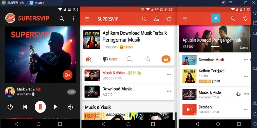 Antarmuka SUPERSVIP yang sederhana dan mudah digunakan untuk Download Musik.