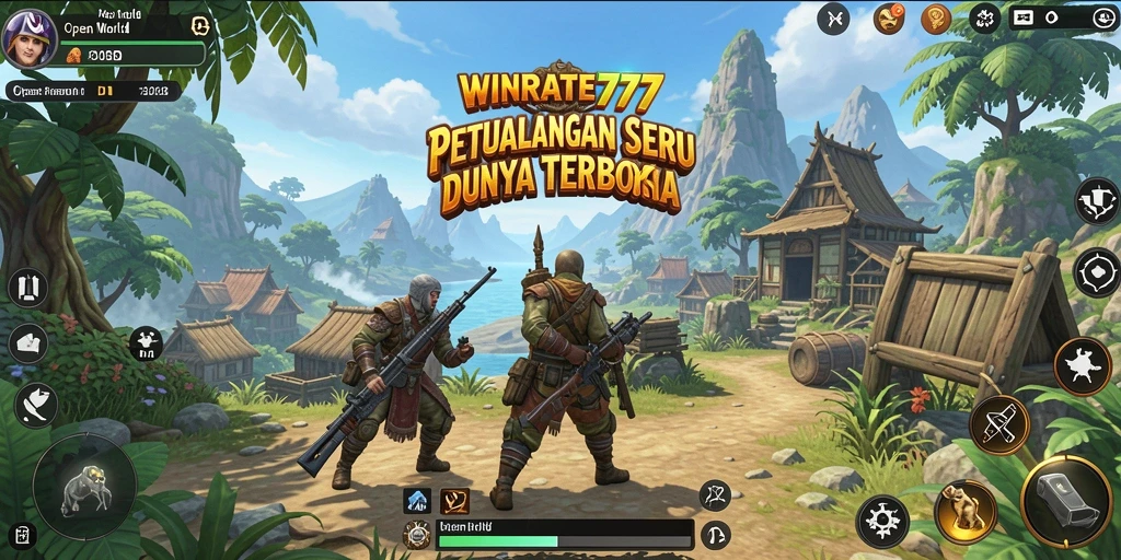 Tampilan antarmuka dan fitur utama WINRATE777 dalam dunia Open World.
