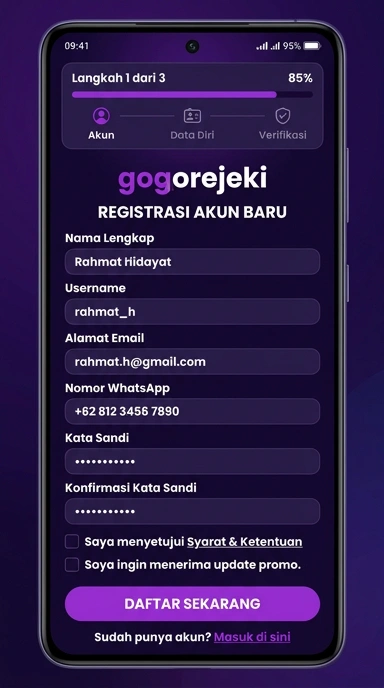 Panduan Registrasi Akun Baru Gogorejeki