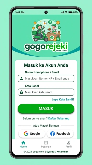 Masuk Akun Gogorejeki untuk Pengguna Android